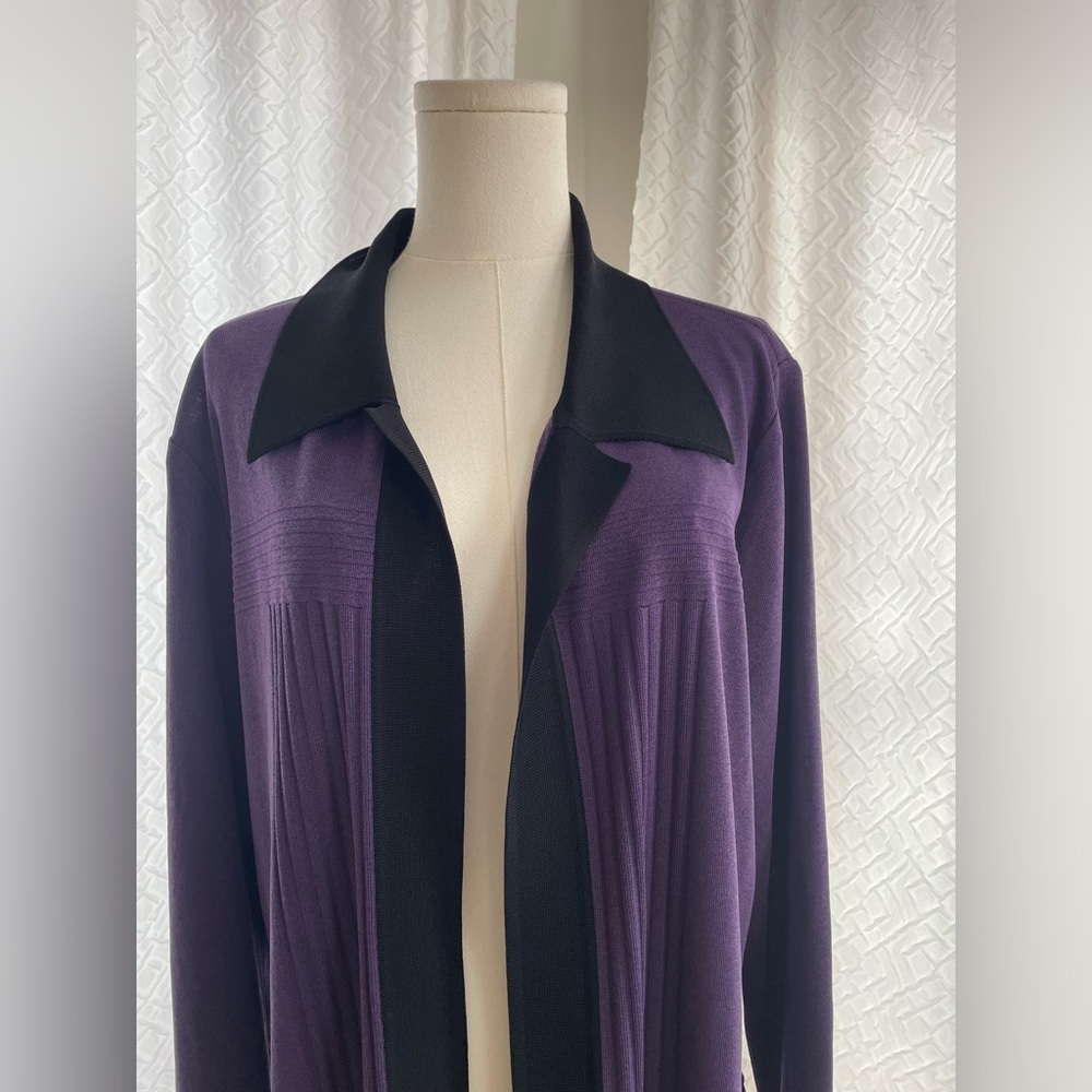 MISOOK 1X Purple and Black Women's Jacket Knit - Picture 4 of 11